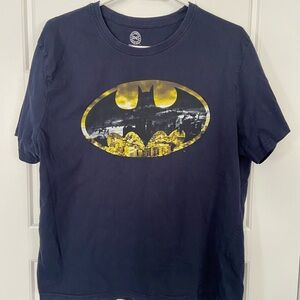 DC Comics Dark Blue Batman Tee with Yellow Logo
